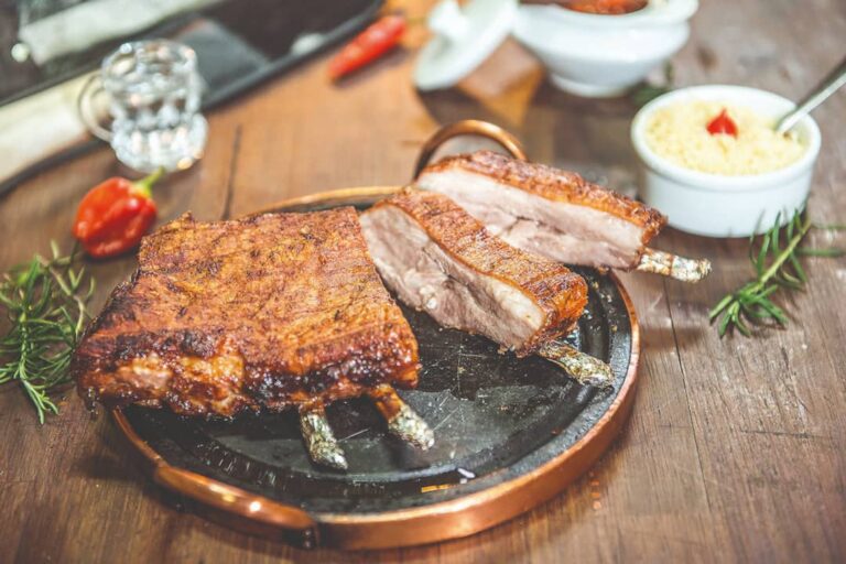 Wild boar chops on a plate