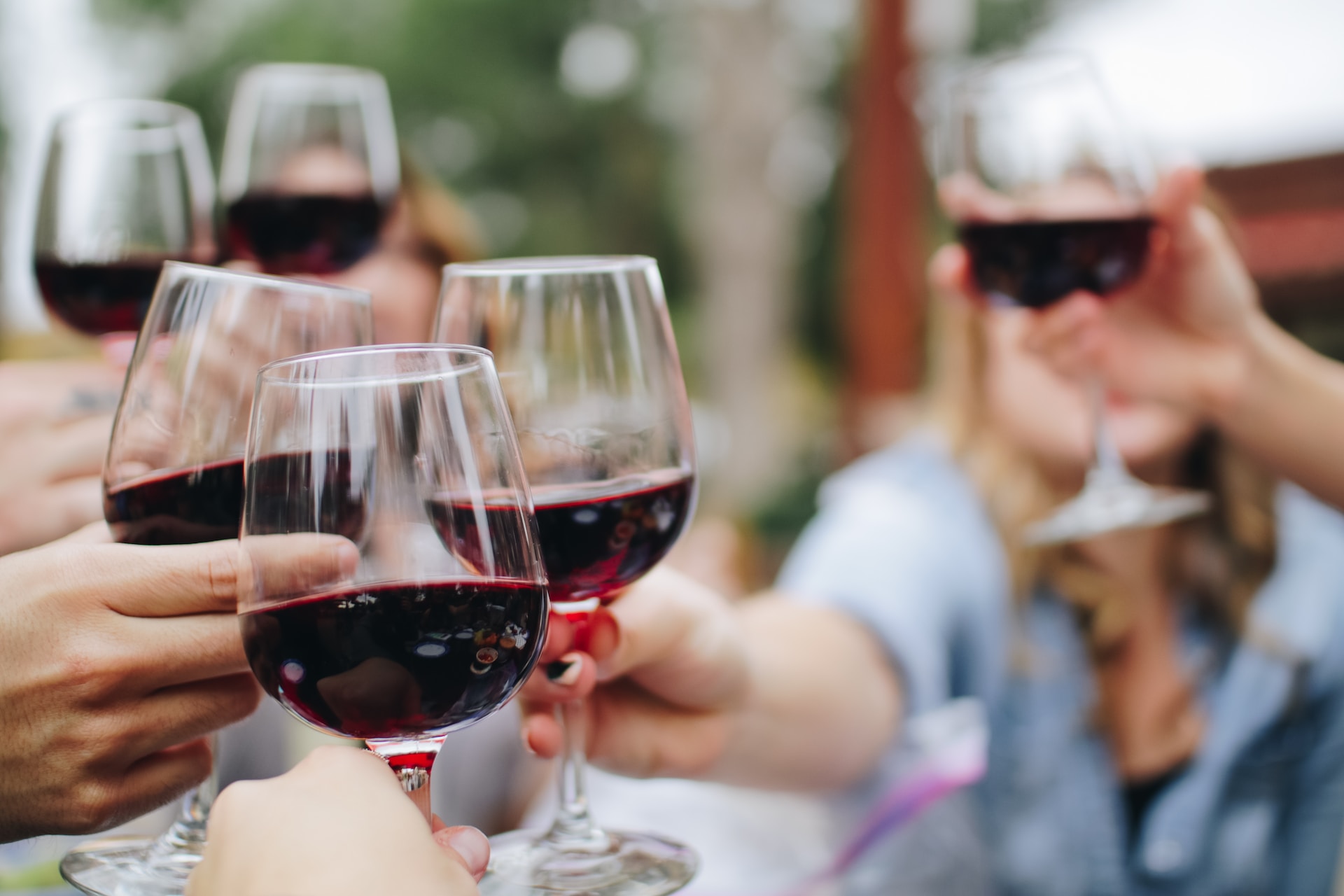 People cheering with wine glasses